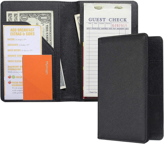 Black Server Books for Waitress Book Waiter Book Server Booklet Restaurant Waitstaff Organizer, Serving Book Guest Check Book Holder Money Pocket Fits Server Apron