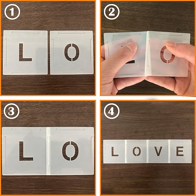 Mossdecal 62pcs Letter Stencils and Numbers 1 Inch, Small Reusable Alphabet Templates Interlocking Stencil Kit for Painting on Wood, Wall, Fabric, Rock, Chalkboard, Sign, Art Craft Stencils