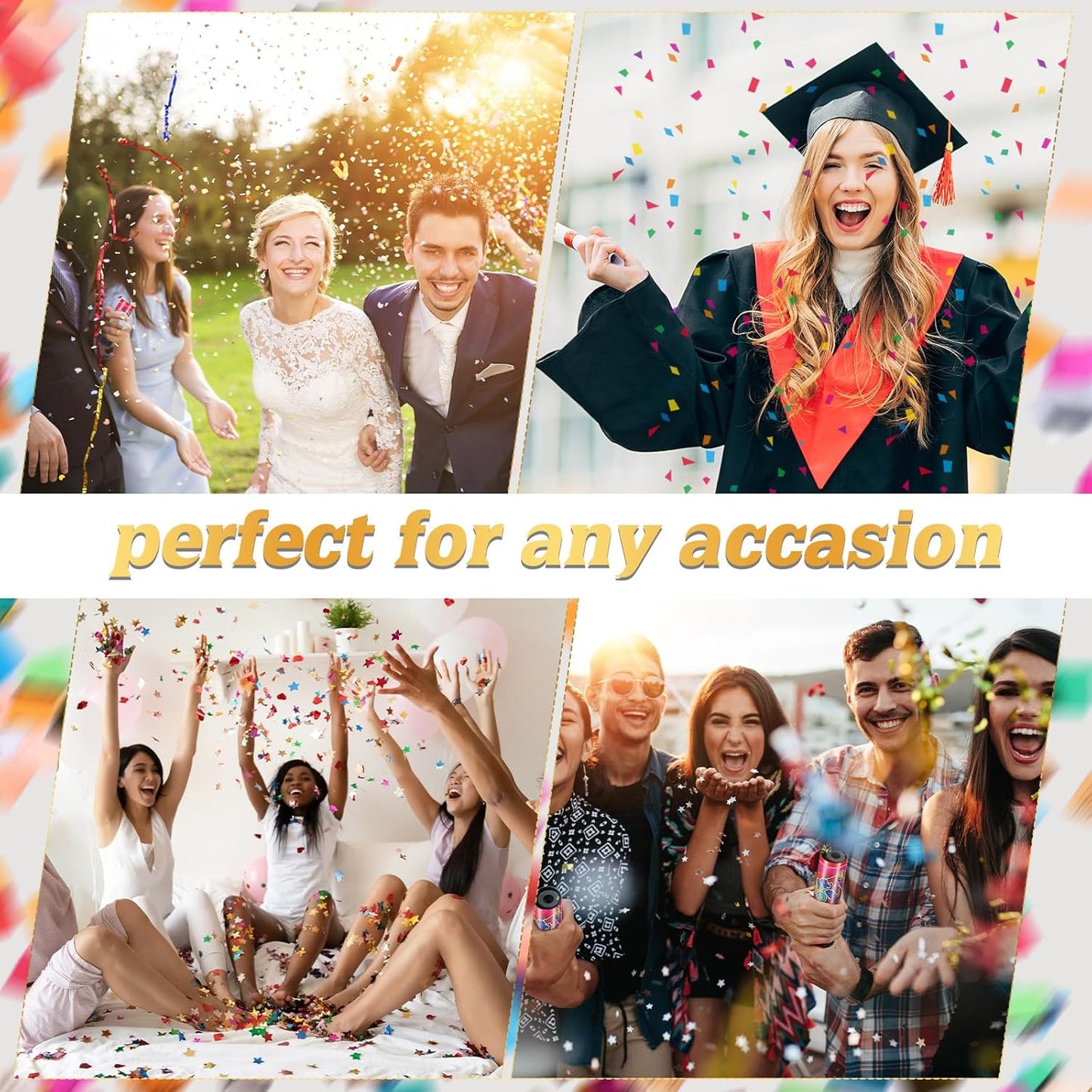 Honoson 48 Pcs Confetti Poppers Cannons Confetti Shooters Air Compressed Cannon for Wedding Birthday Party Bridal Shower Graduation Decoration Favor (4.33 Inch)