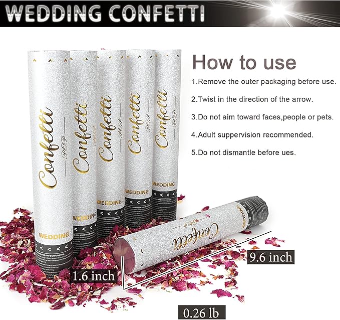 Rose Petals Party Confetti Cannon, Natural Petal Air Compression Confetti Popper, Confetti Shooters Party Supplies for Wedding, Birthday, Christmas, Graduation Ceremonies And Any Other Party Or Celebration (Gold_01)