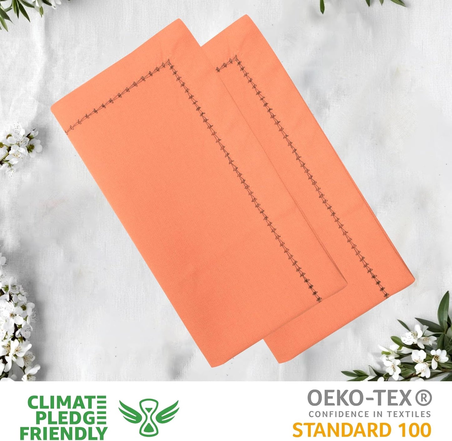 Urban Villa Halloween Cloth Napkins Orange Black Dinner Napkins Set of 12 100% Cotton Hemstitch Washable Absorbent Napkins Soft Durable Reusable-Ideal for Everyday Use Parties Wedding Thanks Giving