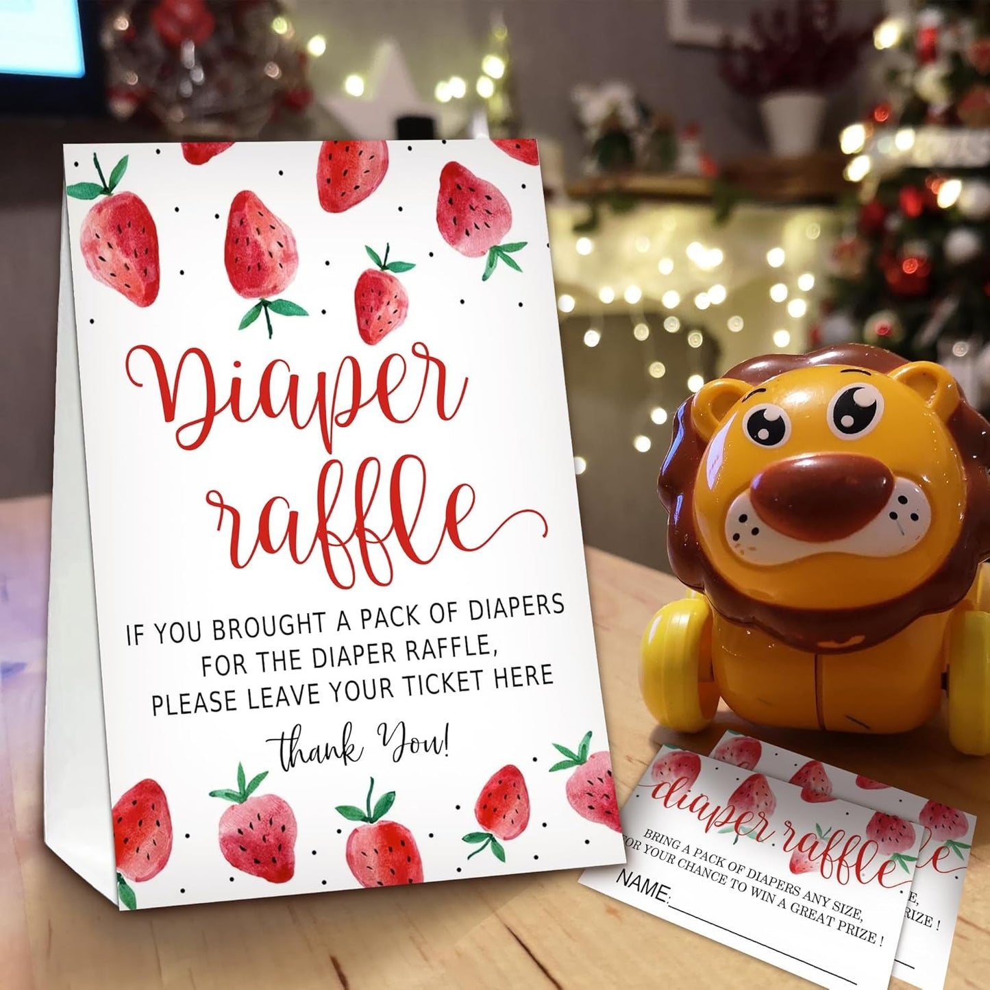 Berry sweet Diaper Raffle Tickets for Baby Shower Game, 1 Standing Sign(5 * 7 Inch) & 50 Guessing Cards for Baby Shower Party Decoration