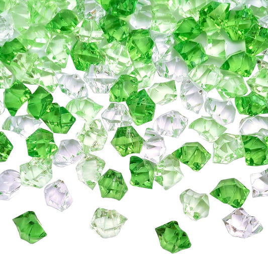 225 pcs Fake Crushed Ice Cube, Assorted Colors Fake Diamond Acrylic Clear Ice Rock Plastic Ice Cubes Vase Fillers for Centerpieces Home Decor 1 lb