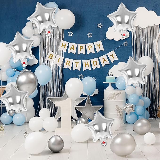 50 Pcs Star Balloons,10 Inch Star Foil Balloons,Stars Shaped Balloon Mylar Helium Balloon for Birthday Party Anniversary Wedding Baby Shower Decorations (10inch-silver)