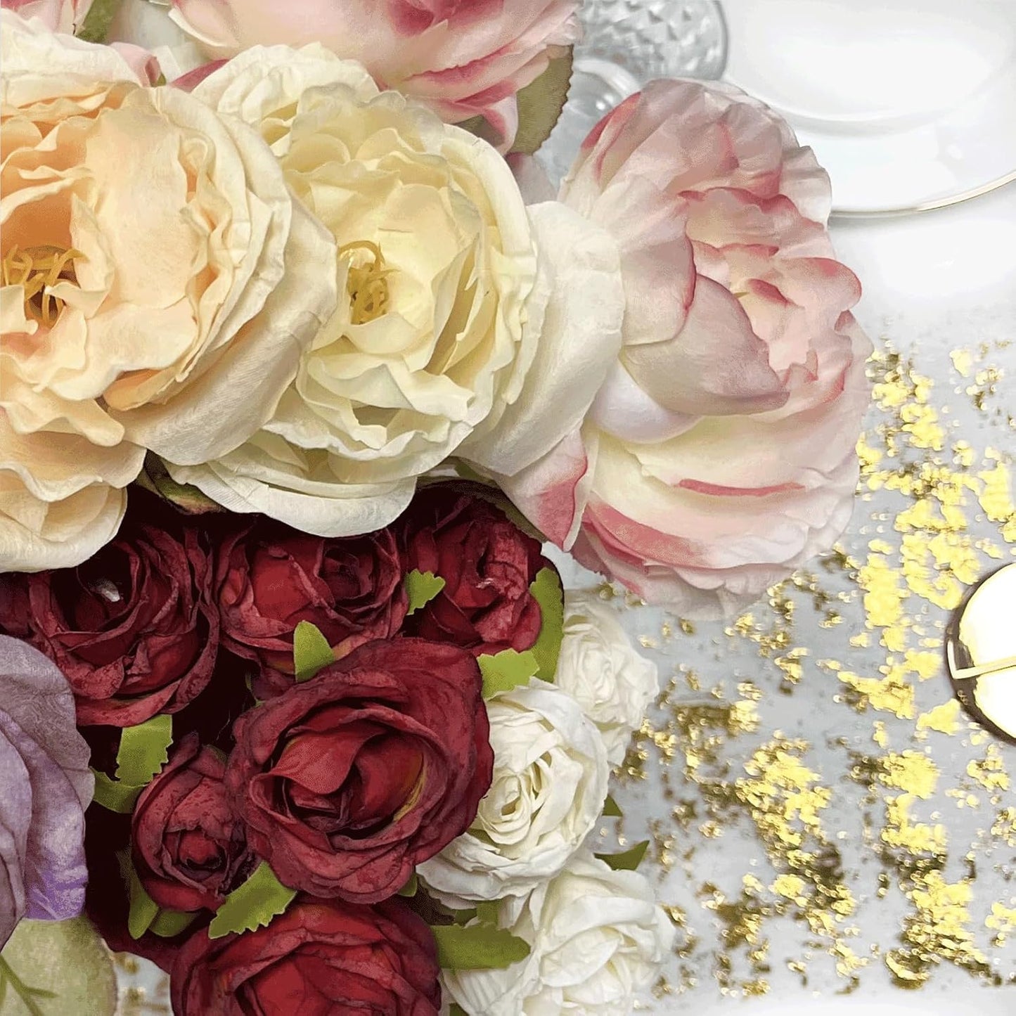 100ft Metallic Gold Mesh Sheer Table Runner Roll - Extra Long Gold Table Decorations for Event Party, Wedding, Birthday, Christmas Table Centerpieces Decor - 1pc