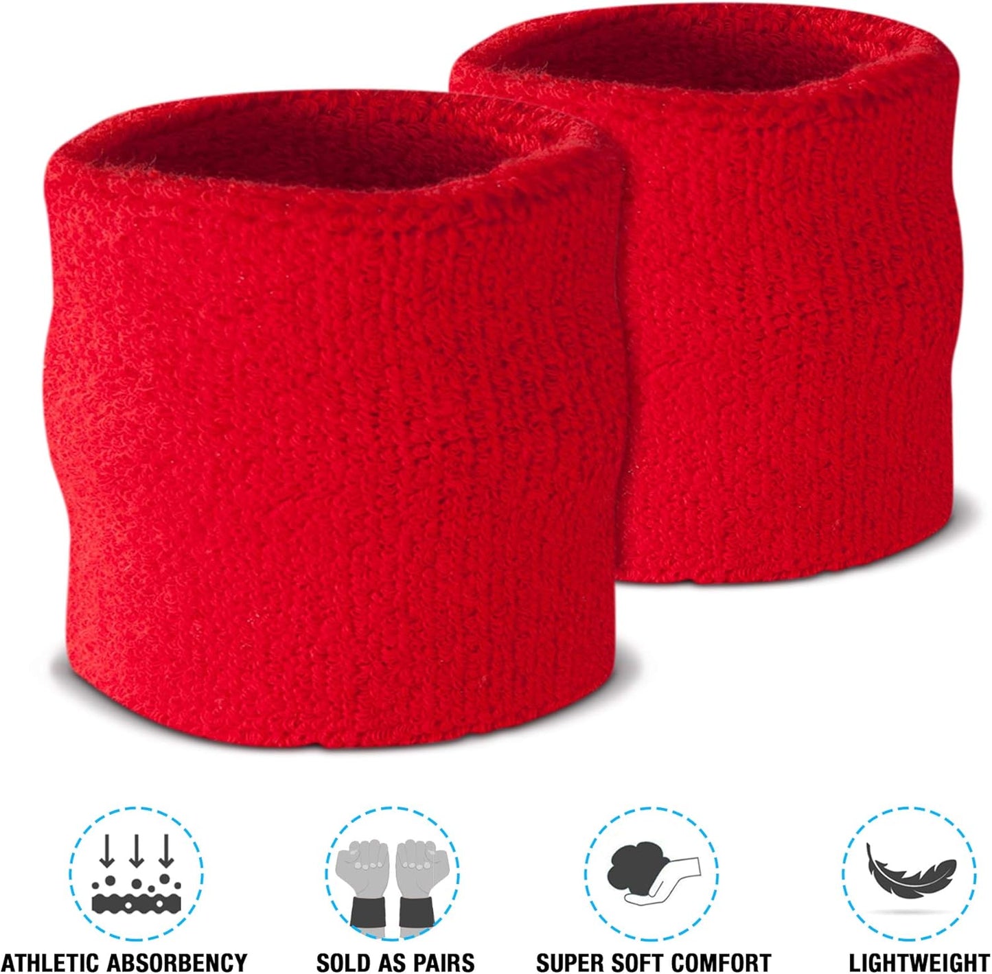 Suddora Wrist Sweatbands, Absorbent and Breathable Thick Cotton Bands for Working Out, Gymnastics, Basketball, Tennis, and Football, Multiuse Wristbands for Costumes and Cosplay