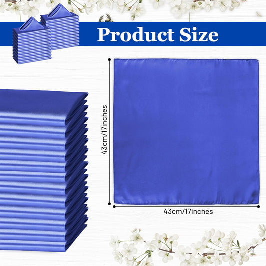Bailarina 40 Pack Royal Blue Satin Napkins,17x17 Inches Wedding Napkins Square Soft Silky Table Napkins Bulk Decorative Elegant Cloth Napkin for Party Decoration, Banquet,Wedding,Graduation