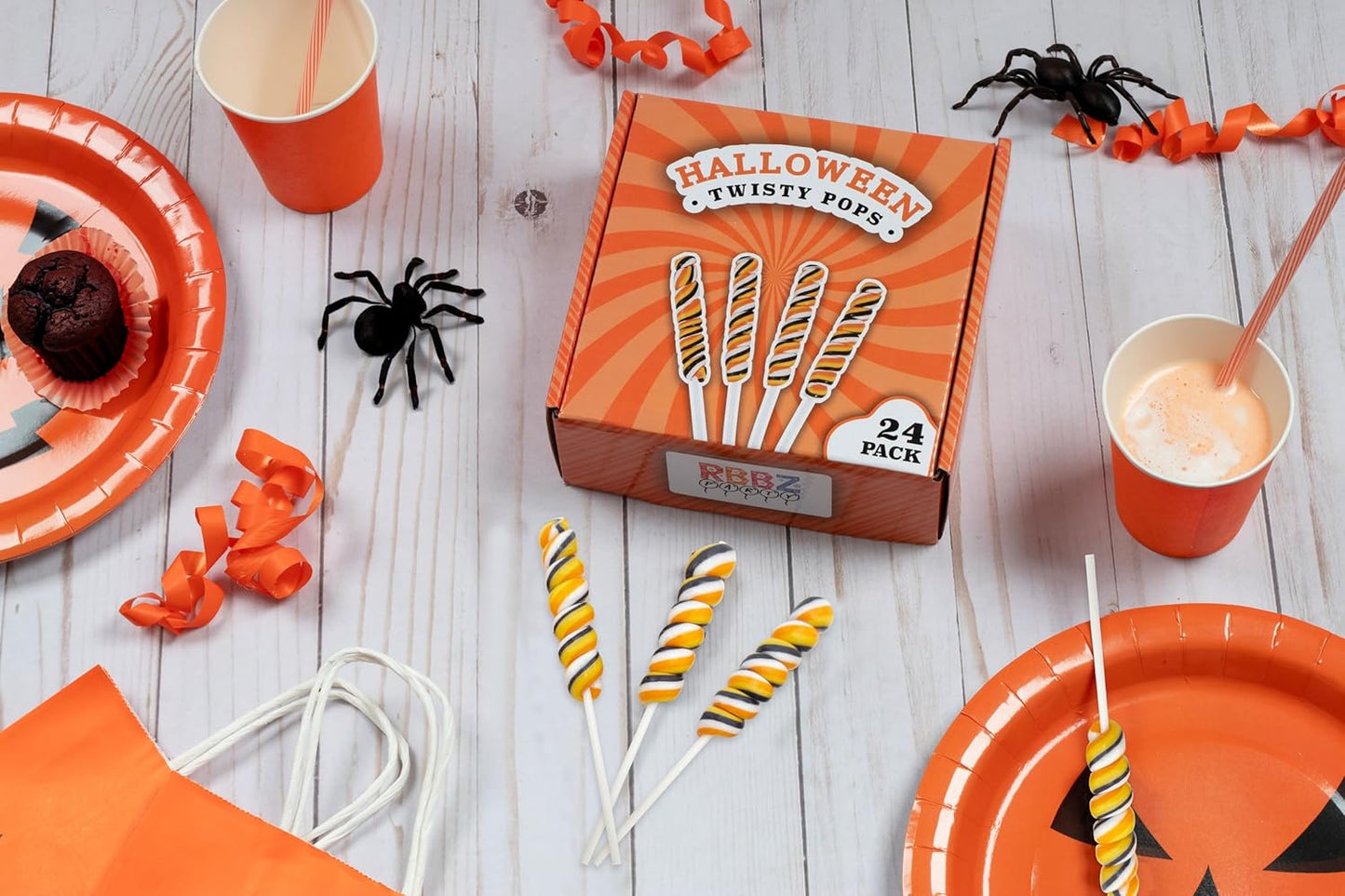Halloween Twisty Lollipops - 24 Unicorn Suckers Individually Wrapped Bulk - Halloween Candy - Trick or Treat Candy Bags - Candy Buffet - Halloween Party Favors