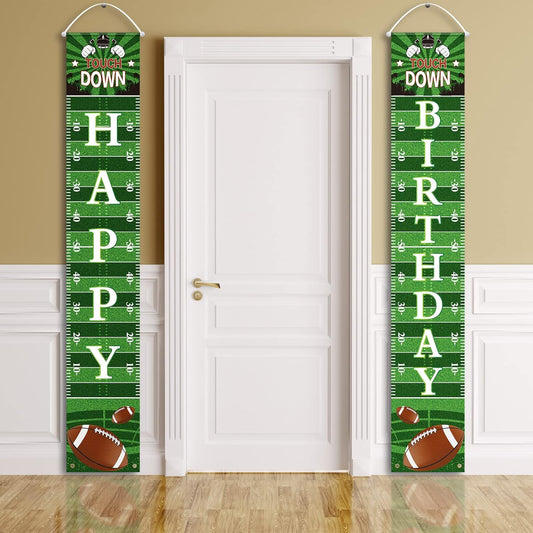 Batiyeer Football Porch Sign Banner Football Bowl Sports Fan Supplies Themed Boy Party Favors Photo Booth Props Wall Hanging(Birthday Theme)