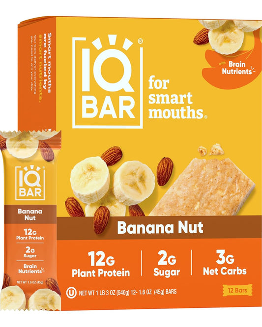 IQBAR Brain and Body Plant Protein Bars - Chocolate Lovers Variety - 12-Count - Keto, Vegan, Low Carb, High Fiber, Gluten Free, Dairy Free, Low Sugar Snack with Nutrients for Focus, Energy, Meal Replacement
