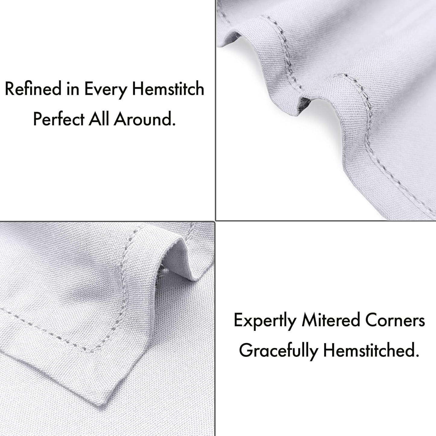 Ruvanti Cloth Napkins - 100% Cotton Dinner Napkins, Hem Stitched Corners, 18x18 Inch, 12 Pack - Soft, Absorbent, Durable, Reusable, Wrinkle Resistant for Formal Dining & Everyday Use - White