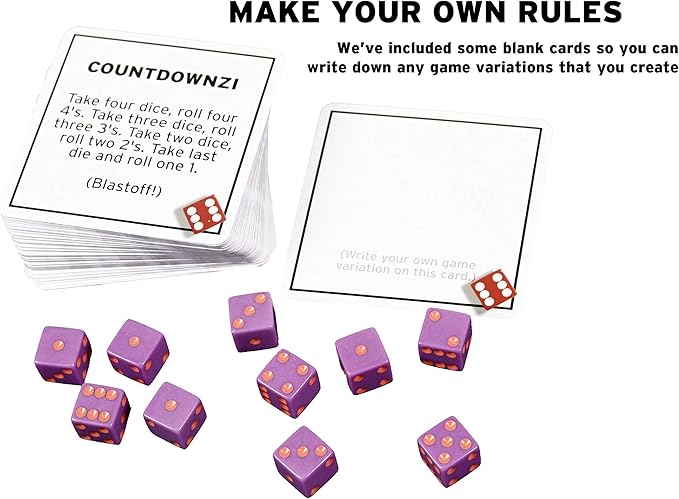 TENZI Dice Party Game Bundle with 77 Ways to Play A Fun, Fast Frenzy for The Whole Family - 4 Sets of 10 Colored Dice with Storage Tube - Colors May Vary
