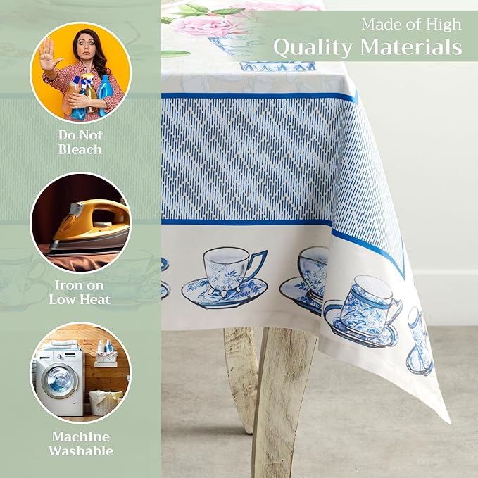 Maison d' Hermine Table Cloth Square Table 100% Cotton 54 x 54 Inches Tablecloth Reusable Decorative for Dining Room Farmhouse Home Valentines Day Decorations Spring Summer - Canton