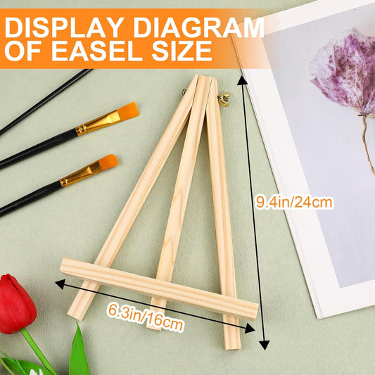 ESRICH 24 Pack 9 Inch Wood Easels, Easel Stand for Painting Canvases, Art,and Crafts, Tripod, Painting Party Easel, Kids Student Tabletop Easels for Painting, Portable Canvas Photo Picture Sign Holder