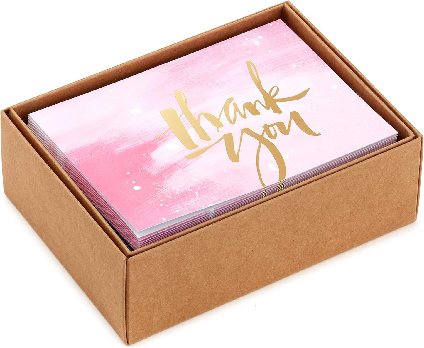Hallmark Thank You Cards Assortment, Pink and Gold Watercolor (40 Thank You Notes with Envelopes for Wedding, Bridal Shower, Baby Shower, Business, Graduation)