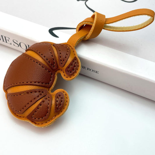 Handmade Leather Croissant Bag Charm, Cute Bread Keychain for Handbags Purses Backpack Accessories Charms
