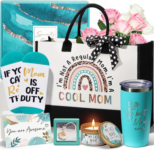 MAYICIVO Best Mom Christmas Gifts from Daughter Son kids, Birthday Gift Basket for Mom Women Mother-in-Law Mama Mothers Day Gifts New Mama Gift for Women Wife from Husband w/Canvas Tote Bag Tumbler