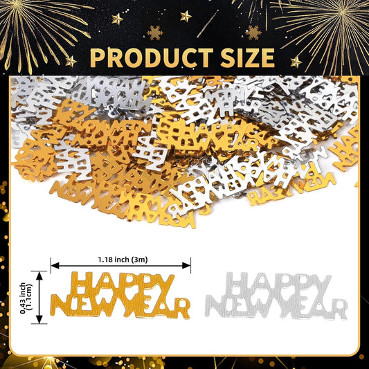 500 Pcs New Year Confetti, Gold and Black 2026 Table Shiny Confetti Glitter for Happy New Year Decorations 2026 New Years Eve Table Decorations