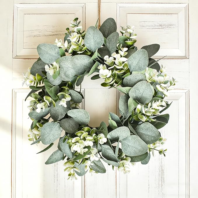 Artificial Eucalyptus Garland Greenery - 6.56FT Realistic Green Leaf Garland for Mantle, Table Decor, Wedding, Home Decoration Hanging Vines