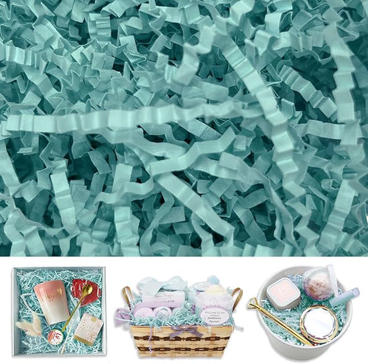 Teal Crinkle Cut Paper Shred Filler, 2 LB Basket Filler Shredded Paper, Confetti Stuffing for Basket Filling, Halloween, Thanksgiving, Christmas, Birthdays, Gift Wrapping, Stuffer Party Supplies