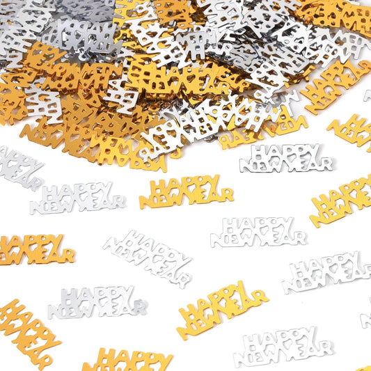 500 Pcs New Year Confetti, Gold and Black 2026 Table Shiny Confetti Glitter for Happy New Year Decorations 2026 New Years Eve Table Decorations