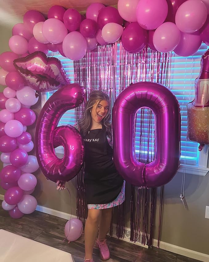 Rosy Purple 4 Balloon, Number Balloons 40 Inch, 4th Birthday Decorations for Girls Four Large Numbers for Party Decor, Number 4 Balloon