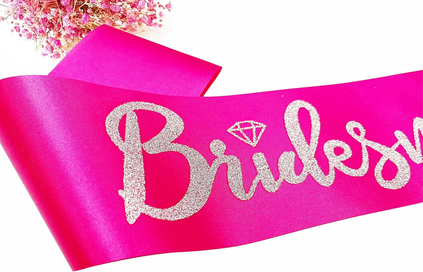 Bridesmaid Sashes Set of 6, Hot Pink Sash with Silver Glitter Letter Bachelorette Party Sash for Bridal Shower Wedding Party Accessories Supplies Engagement Gifts