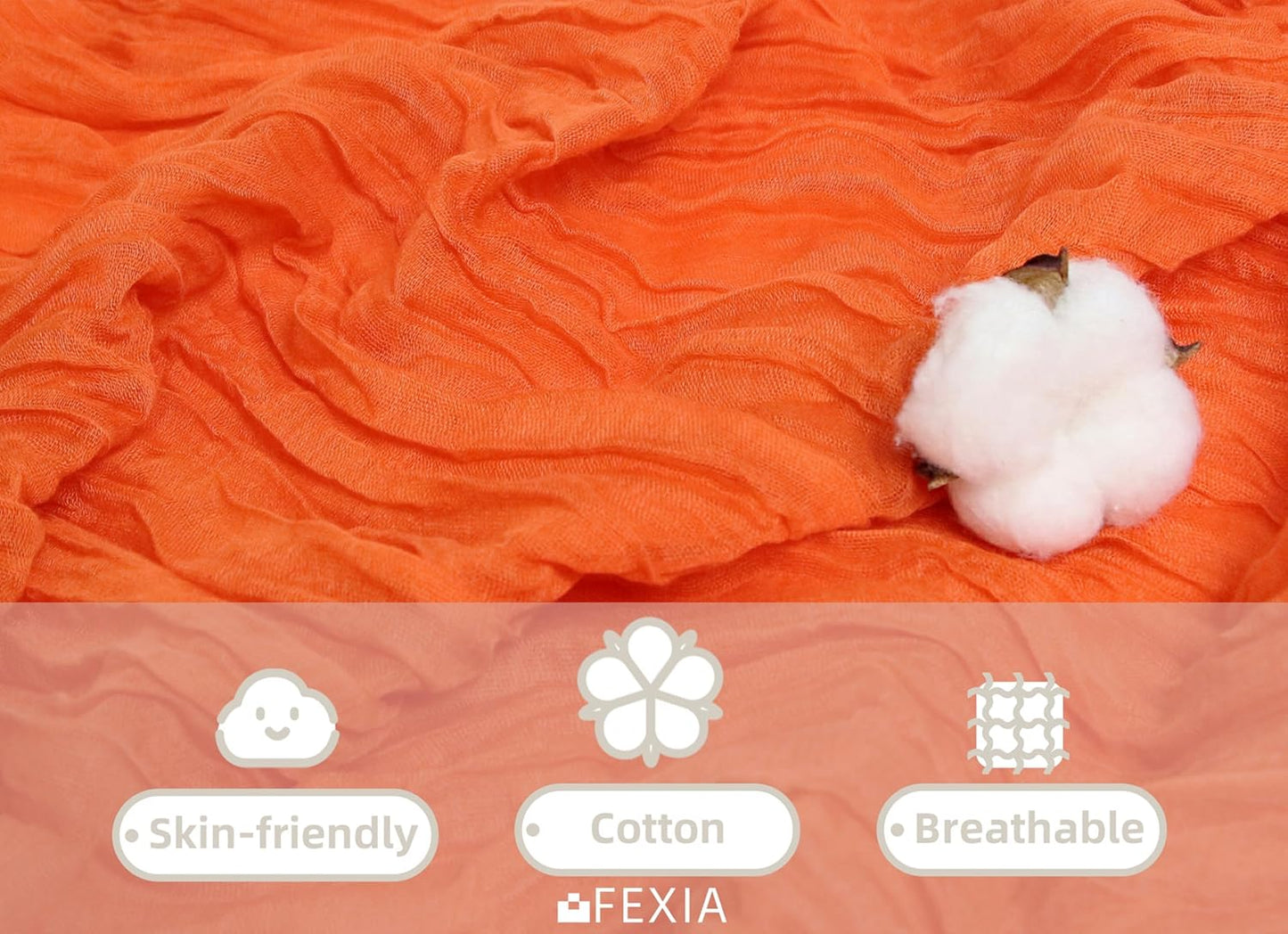FEXIA 3 Pack Orange Fall Table Runner 35x120 Inches for Baby Shower Decoration Gauze Rustic Table Runner for Wedding Party First Communion Centerpiece Engagement Bridal Shower Boho Decoration