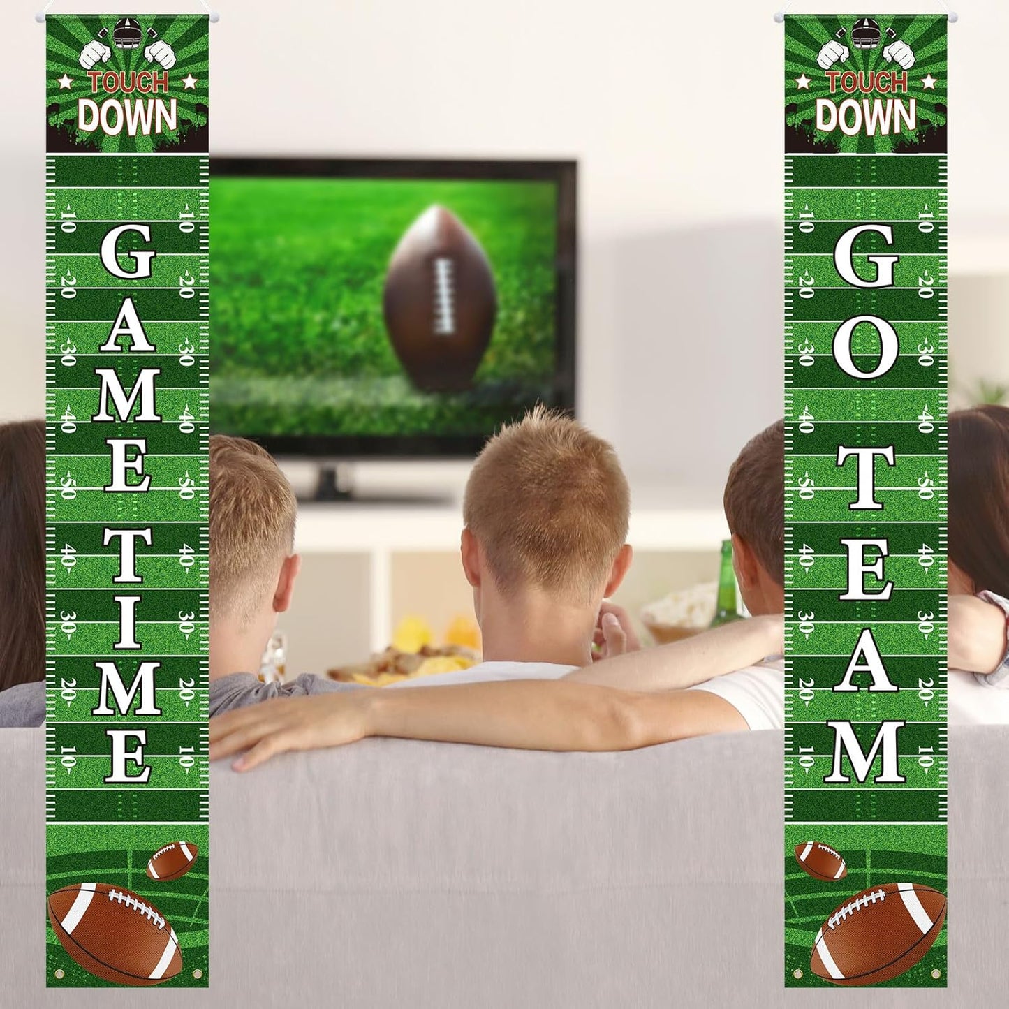 Batiyeer Football Porch Sign Banner Football Bowl Sports Fan Supplies Themed Boy Party Favors Photo Booth Props Wall Hanging (Game Theme)