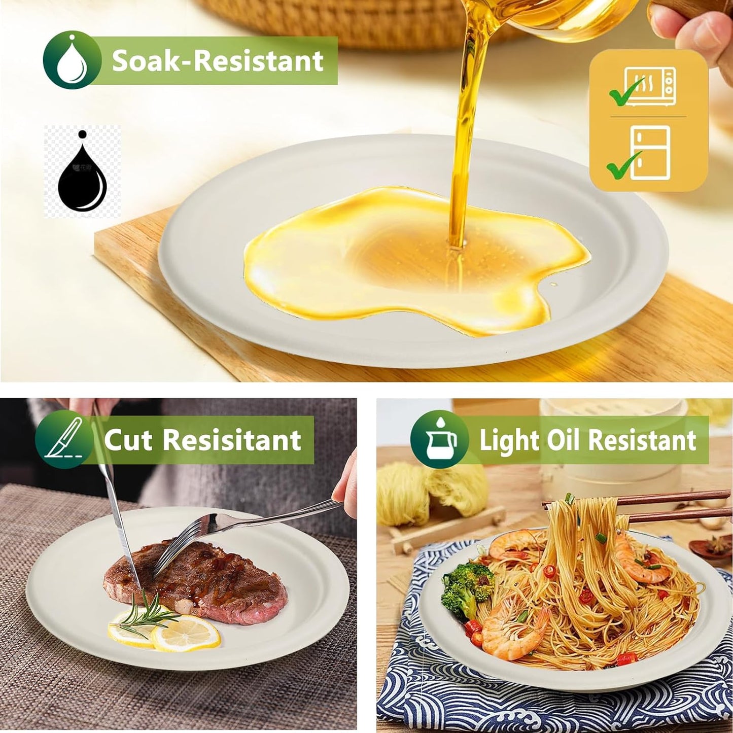 6 Inch Small Paper Plates, 200 Pack Disposable Compostable Dessert Plates Made from Sugarcane Fibers, Eco-Friendly, White