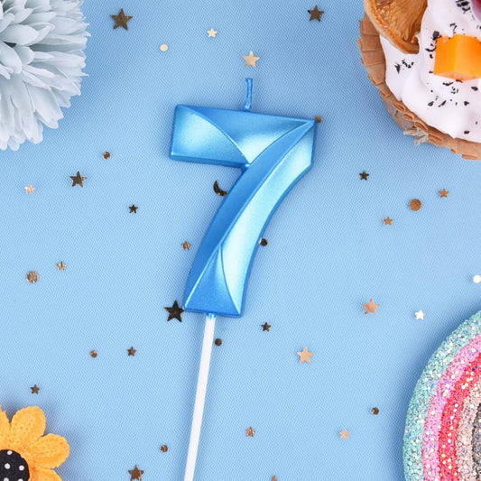 PHD CAKE 2.76 Inch Diamond Blue 7 Number Birthday Candles, Blue Number Candles, Cake Number Candles, Party Celebration