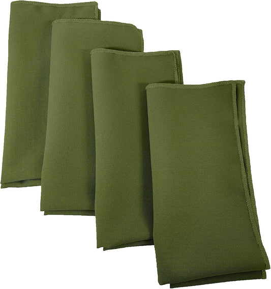 LA Linen Poly Blend Napkins - 4-Pack Soft Cloth - Stain & Wrinkle Resistant - Dinner & Wedding Napkins - Sage Dark - 18x18