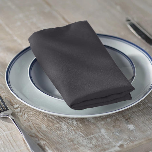 LA Linen 10-Pack Poly Poplin Napkin, Soft Cloth Napkins, Washable Reusable Napkins, Stain and Wrinkle Resistance Table Napkins for Dinner, Wedding, Parties, 17 by 17-Inch, Charcoal