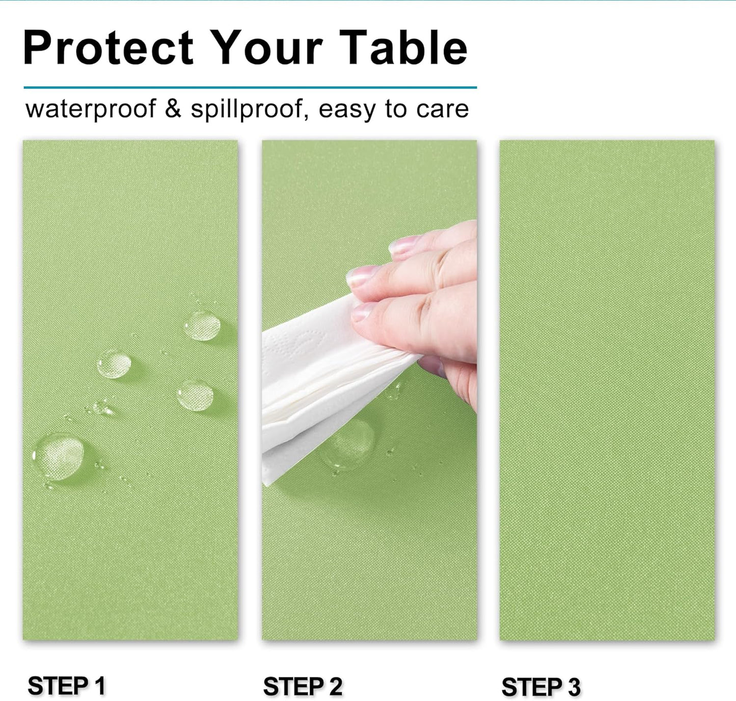 Hiasan Light Sage Rectangle Tablecloth - Waterproof Washable Polyester Fabric Table Cloth for Buffect Dining Birthday Party, 54 x 80 Inch