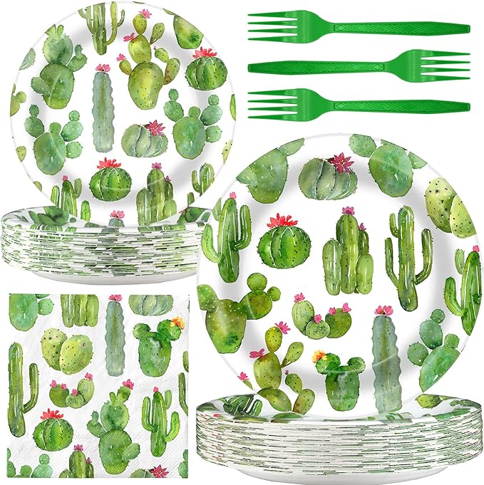 Cactus Party Decorations - Cactus Party Plates and Napkins for Kids Birthday Party, Serves 40 Guests