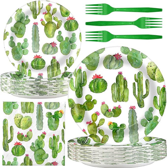 Cactus Party Decorations - Cactus Party Plates and Napkins for Kids Birthday Party, Serves 40 Guests