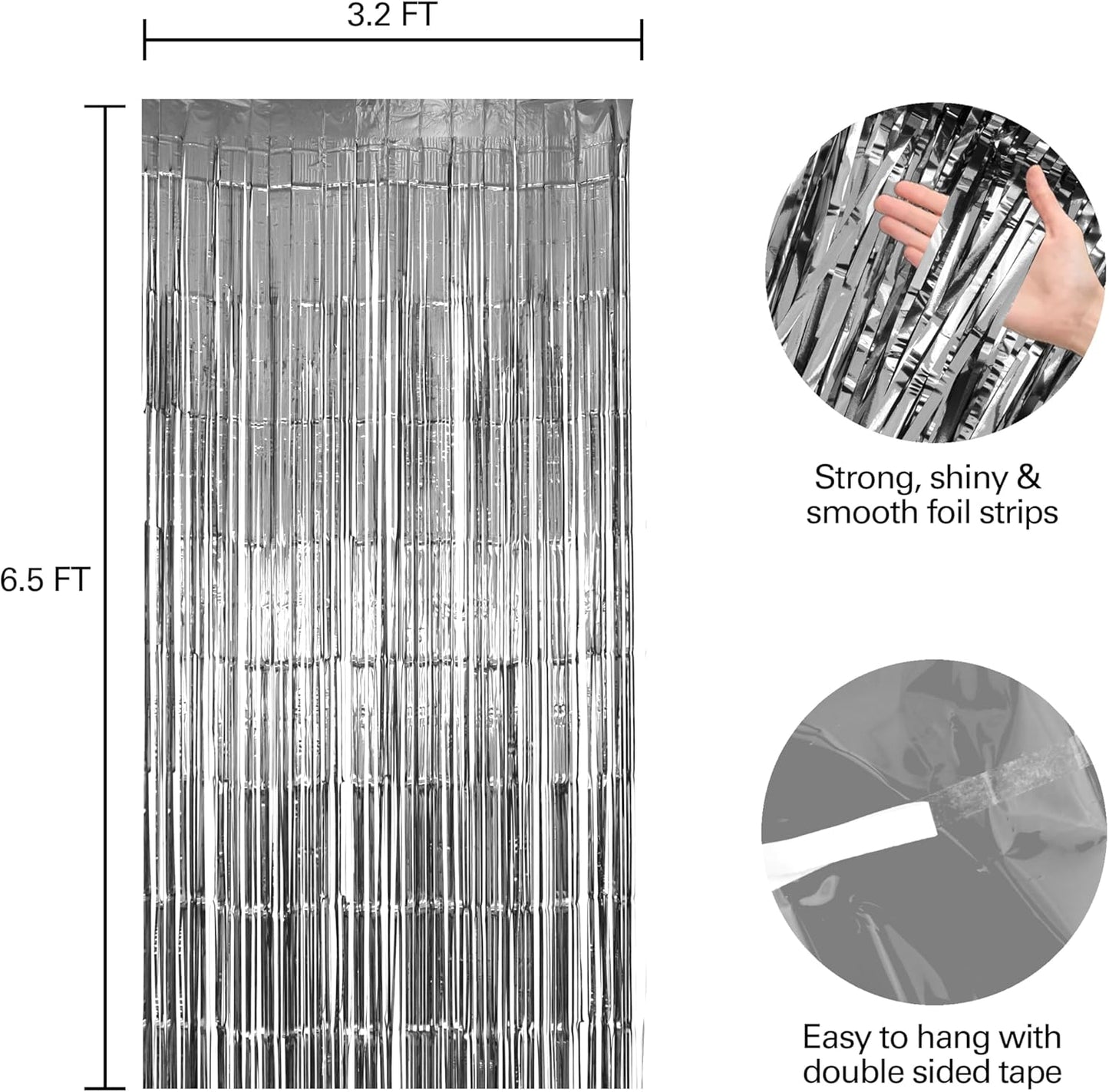 2 Pack Silver Foil Fringe Curtains, Silver Tinsel Backdrop Party Curtains, Decorations for Birthday, Holidays, Parties & More