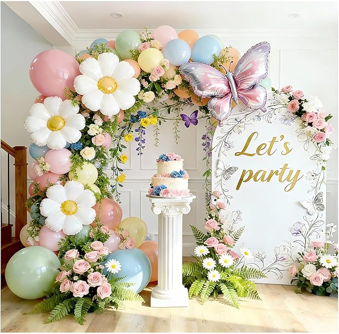 Daisy Balloon Arch Kit, 172Pcs Spring Summer Daisy Theme Party Balloon Decorations for Birthday Wedding, Graduation Ceremony, Outdoor Garden Decor, Mother's Day Holiday Decoration