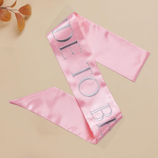 Embroidered Bride to Be Sash Double-Layer Satin Sash Bridal Shower Hen Night Bachelorette Party Accessories(Rose Gold)