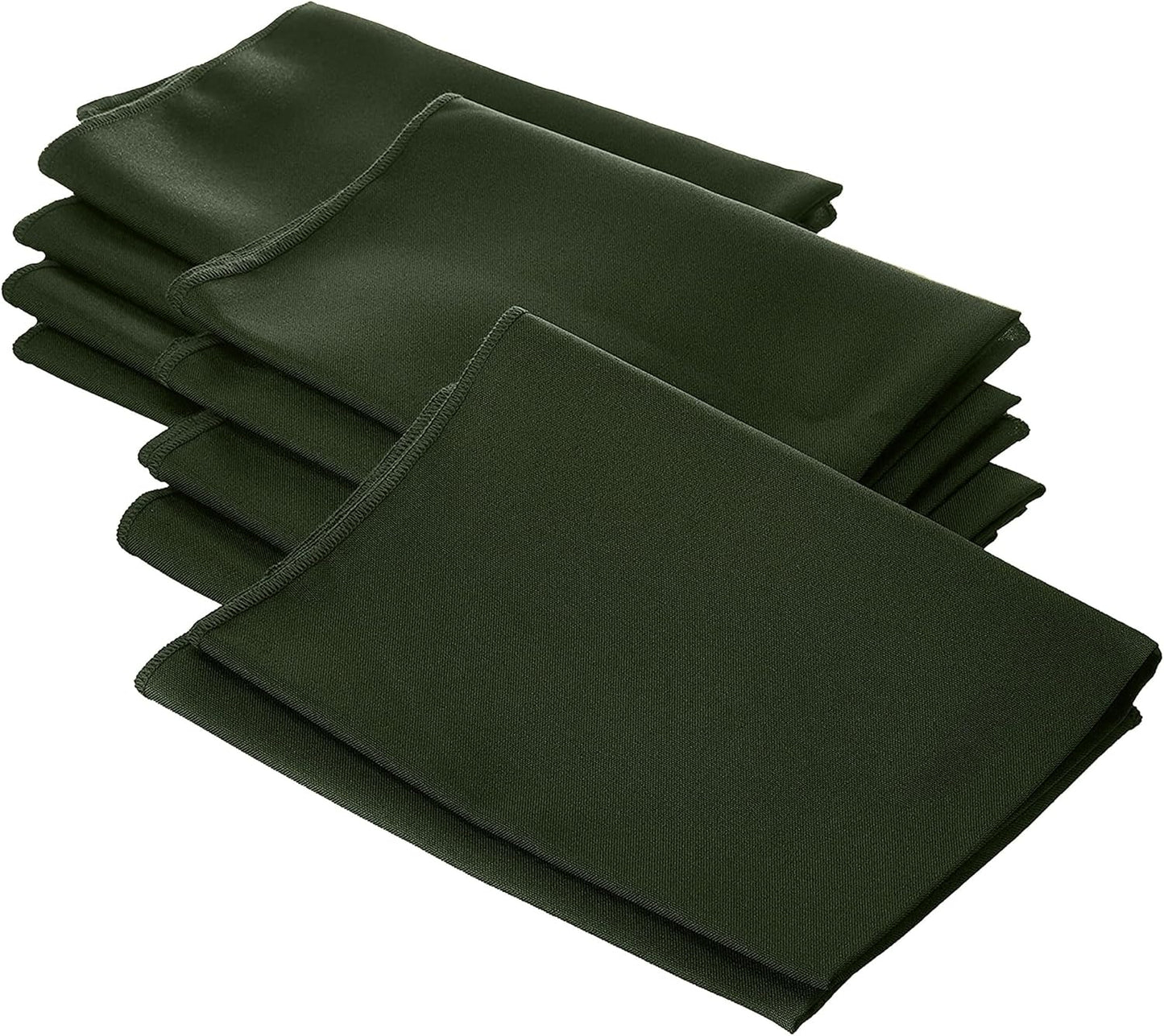 LA Linen 10-Pack Poly Poplin Napkin, Soft Cloth Napkins, Washable Reusable Napkins, Stain and Wrinkle Resistance Table Napkins for Dinner, Wedding, Parties, 18 by 18-Inch, Olive