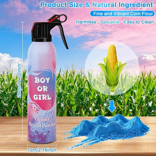 4 Pack Gender Reveal Smoke Bombs, Powder Spray Blue Color Blasters for Baby Boy Reveal Party Baby Shower Decorations Outdoor Reveal Cannon, Long Lasting 14s Thick Smoke for Photos & Videos