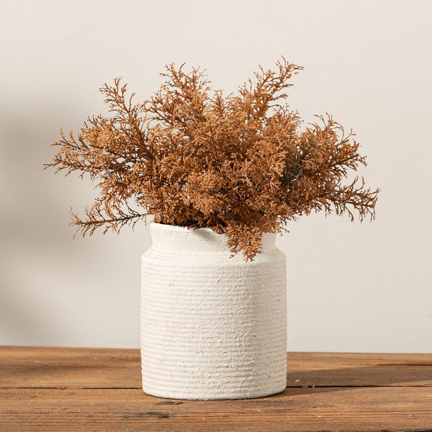 Ceramic Flower Vase 6.5 inch Farmhouse Rustic Vase for Home Decor Handcrafted Pottery Vase Small Terracotta Vases for Dining Table Decor Fireplace Living Room Bathroom Wedding Centerpiece (02-White)