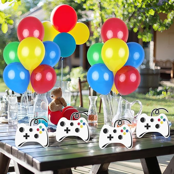 6 PCS Video Game Birthday Party Decorations Gaming Room Boys Balloons Stand Kit Balloon Centerpiece for Tables for Boy Gamer Game Themed Birthday Baby Shower Party Decoration