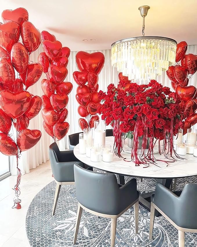 Red Heart Shaped Balloons Red I LOVE YOU Valentine Balloons for Valentines Day Bridal Shower Wedding Party Decorations