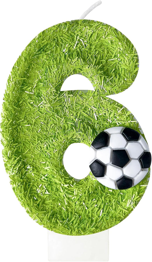 6th Birthday Candles，Soccer Birthday Decorations，Suitable for Girl and boy Cake Toppers, Wedding Cakes, Anniversaries, Party Celebrations, Birthday Decorations