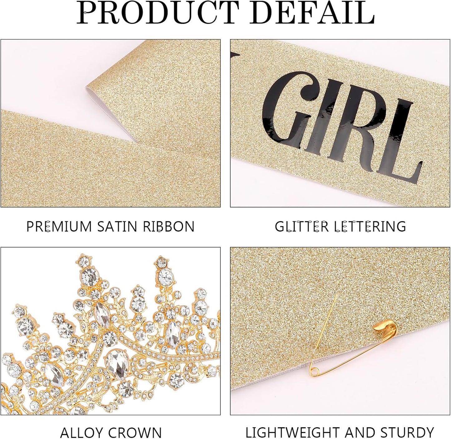 COCIDE Birthday Girl Sash and Crowns for Women - Crystal Birthday Sashes for Party Decoration