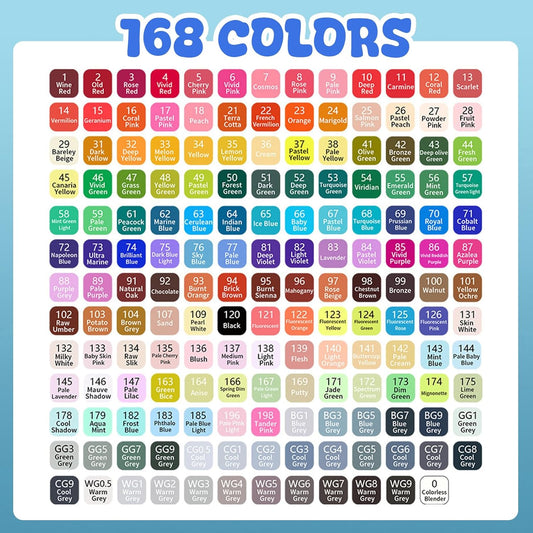 168 Colors Alcohol Markers, Dual Tip Permanent Art Markers with Black Suitcase, For Adults Coloring, Sketching, Card Making and DIY Patinting