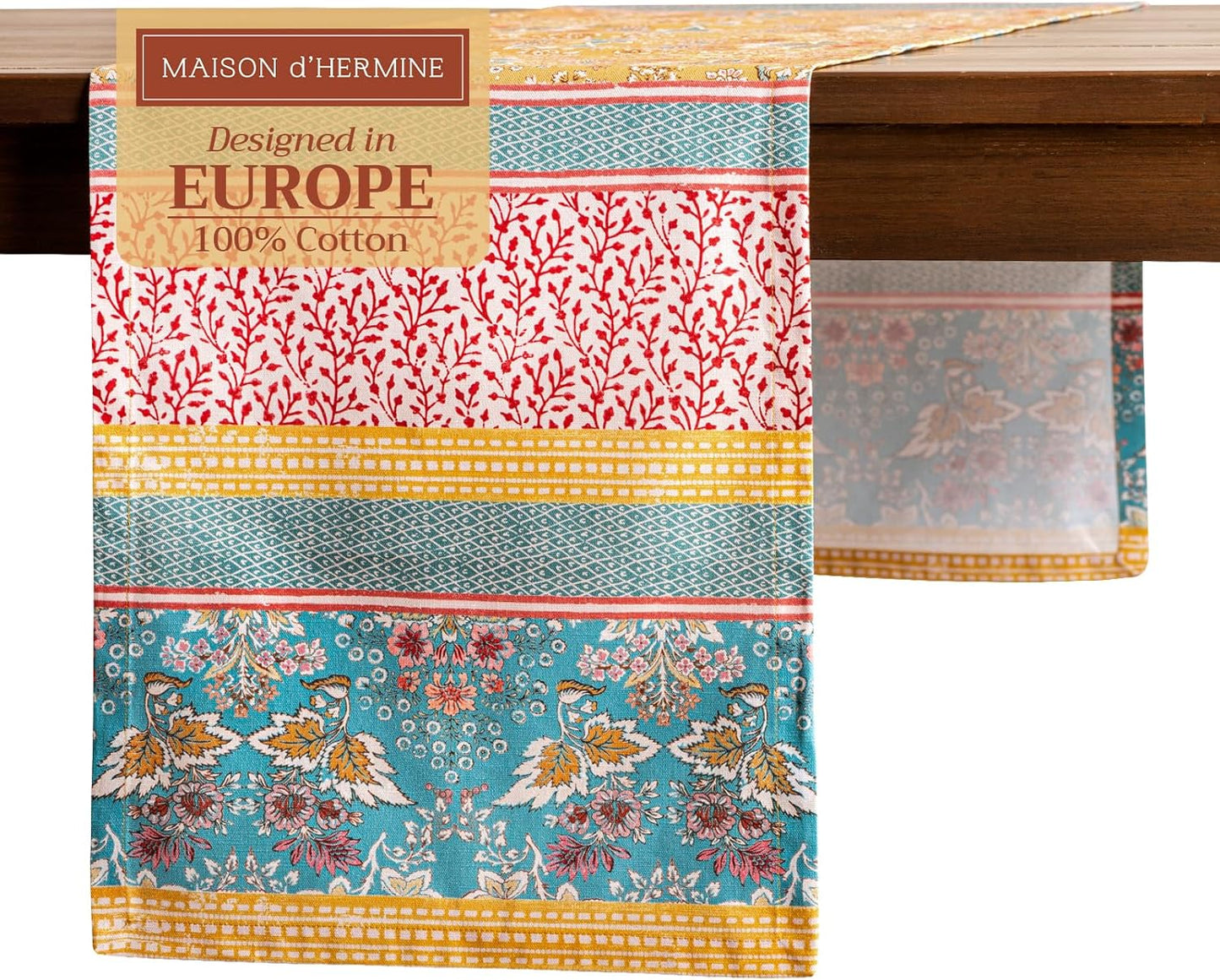 Maison d' Hermine Table runner 100% Cotton Single Layer Table Runners 108 inches long Decorative for Home Kitchen Dining Party Baby Shower Wedding Bridal Shower Spring Summer (Marquise, 14.50" x 108")