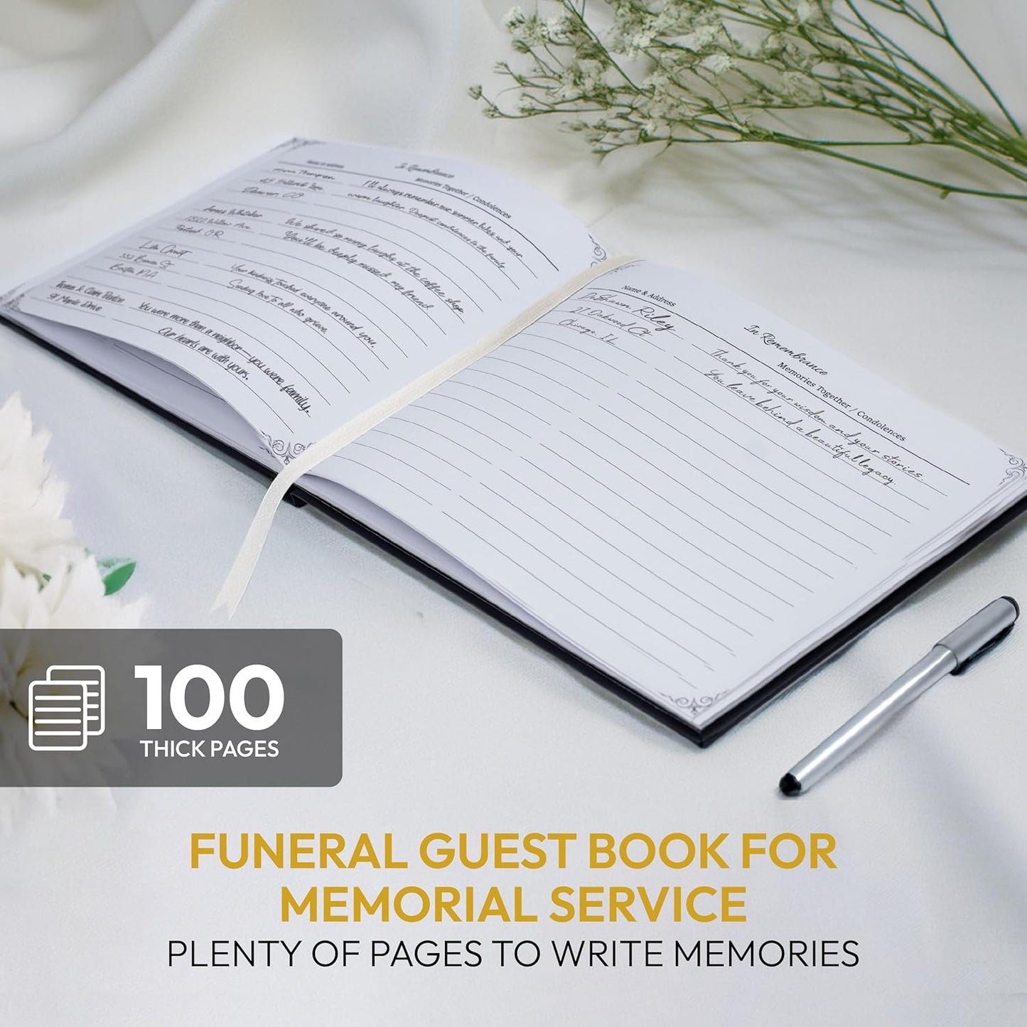 Celebration of Life Guest Book – Funeral Guest Book for Memorial Service | in Loving Memory Sign in Registry | Timeless Hardcover for Condolences and Reception,
