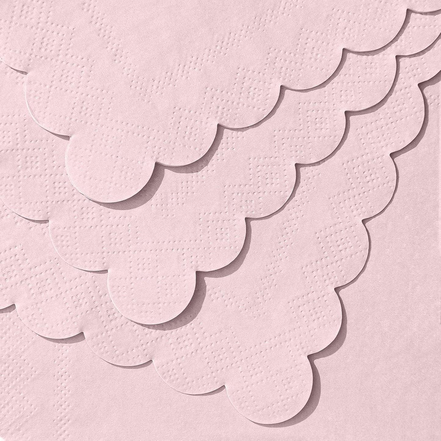 120 Pcs Cocktail Napkins Pink Scalloped Party Napkins Light Pink Cute Dessert Beverage Napkin for Wedding, Baby Bridal Shower, Birthday, 5 x 5 Inch